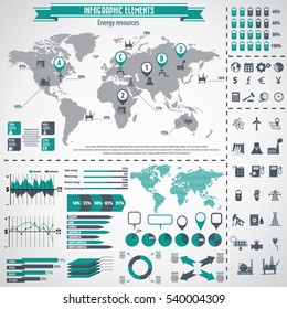 Energy resources icon set and infographics. Vector icons. Eps10 vector