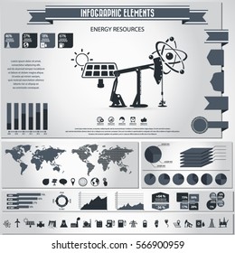 Energy resources icon set and infographics. Vector icons. Eps10 vector