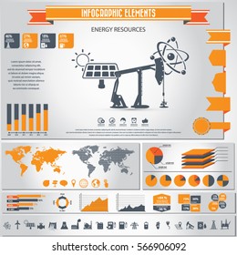 Energy resources icon set and infographics. Vector icons. Eps10 vector