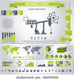 Energy resources icon set and infographics. Vector icons. Eps10 vector