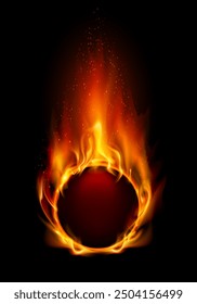 Energy Ring on fire. Circus circle fire, Burned hoops or holes in fire