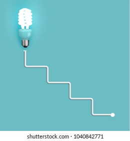 Energy saver lightbulb with wires, vector illustration