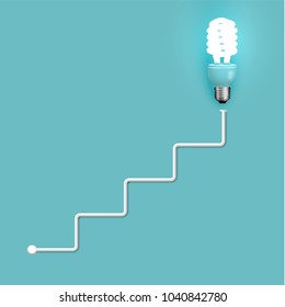 Energy saver lightbulb with wires, vector illustration