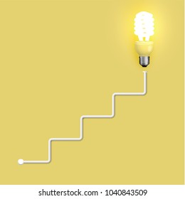 Energy saver lightbulb with wires, vector illustration