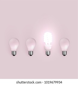 Energy saver and original lightbulbs, vector illustration