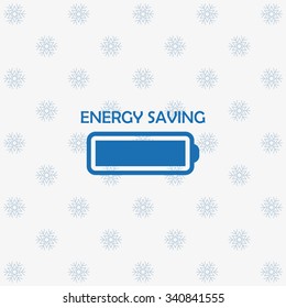 energy saving battery. icon. vector design background with snowflakes