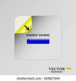energy saving battery , sticker  self-adhesive paper. Vector illustration EPS 8