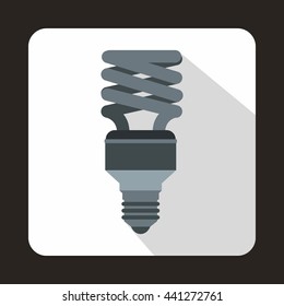 Energy saving bulb icon in flat style on a white background