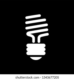 Energy Saving Bulb Icon On Black Background. Black Flat Style Vector Illustration.