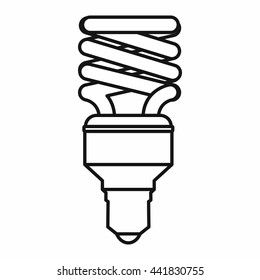 Energy saving bulb icon in outline style isolated on white background