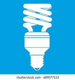 Energy saving bulb icon white isolated on blue background vector illustration