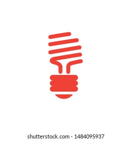 Energy Saving Bulb Red Icon On White Background. Red Flat Style Vector Illustration.