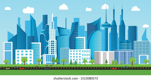 Energy saving city, modern city , City background