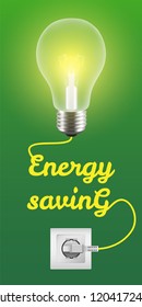 Energy saving concept background. Realistic illustration of energy saving vector concept background for web design