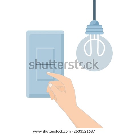 Energy saving concept, by turning off the lights. Turning off the lights to save electricity. Environmental protection concept. flat design illustration on background.