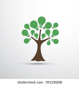 Energy Saving Concept Design, Tree With Bulb Shaped Leaves