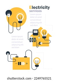 energy saving concept, electricity connection graphic elements. lignt bulb and plug fork,Electrical services and supply icons