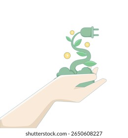 Energy saving concept. Energy saving plug sign, Save electricity, Environmental protection, Eco-friendly and Environment Day. Save the earth, Environmental protection, Eco-friendly.
