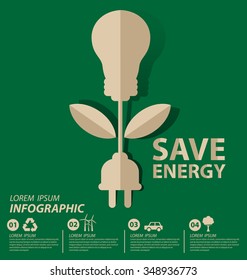 Energy saving concept. Save world vector illustration.