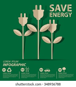 Energy saving concept. Save world vector illustration.
