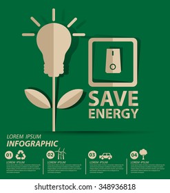 Energy saving concept. Save world vector illustration.