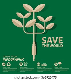 Energy saving concept. Save world vector illustration.