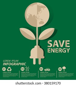 Energy Saving Concept Save World Vector Stock Vector (Royalty Free ...