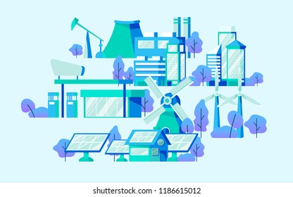 Energy saving concept vector in blue