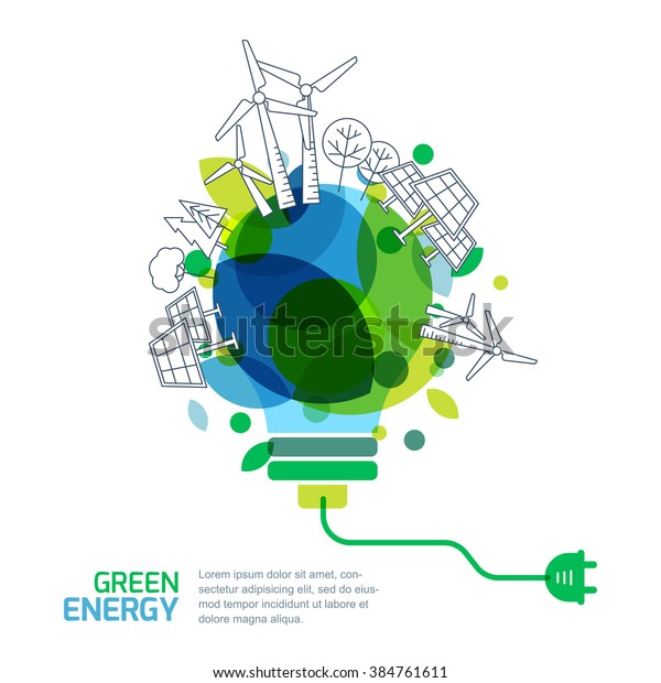 Energy Saving Concept Vector Illustration Light Stock Vector (royalty 