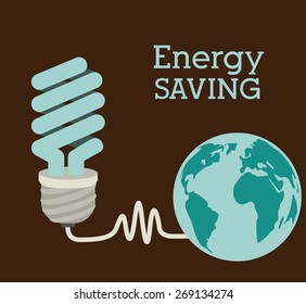 Energy Saving design over brown background, vector illustration