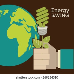 Energy Saving design over brown background, vector illustration