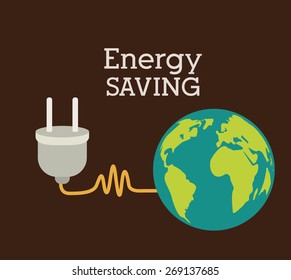 Energy Saving design over brown background, vector illustration