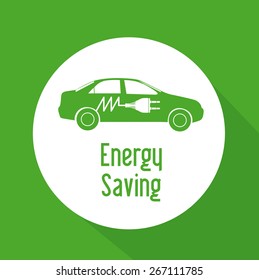Energy saving design over green background, vector illustration