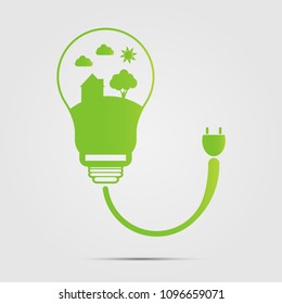 Energy saving digital design in light bulbs are energy-saving homes.vector illustrations