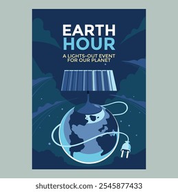 Energy saving and Earth hour poster flyer concept
