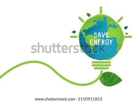 Energy saving eco lamp technology nature concept. think green ecology and save energy creative idea concept. environmentally friendly planet. vector design.