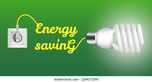 Energy saving economy bulb concept background. Realistic illustration of energy saving economy bulb vector concept background for web design