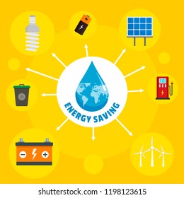 Energy saving element concept background. Flat illustration of energy saving element vector concept background for web design