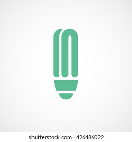 Energy Saving Fluorescent Green Flat Icon On White Background
