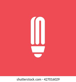 Energy Saving Fluorescent Icon On Red Background