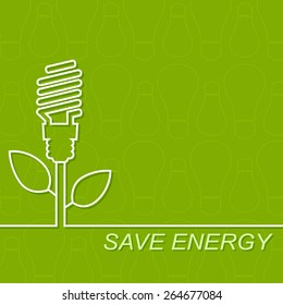 Energy Saving Fluorescent Light Bulb Icon. Concept Of Big Ideas Inspiration Invention, Effective Thinking.Outline.