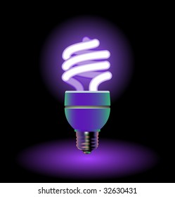 Energy saving fluorescent light bulb - editable vector