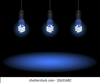 Energy saving fluorescent light bulb - editable vector