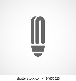 Energy Saving Fluorescent Light Bulb Flat Icon On White Background