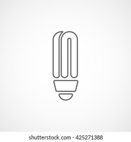 Energy Saving Fluorescent Light Bulb Line Icon On White Background