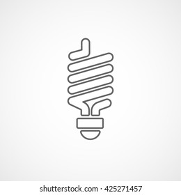 Energy Saving Fluorescent Light Bulb Line Icon On White Background