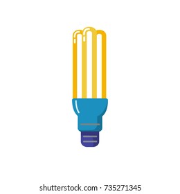 Energy saving fluorescent light bulb icon in flat style. Economical lamp symbol isolated on white background.