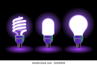 Energy saving fluorescent light bulbs - editable vector