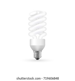 Energy saving fluorescent lightbulb on white background