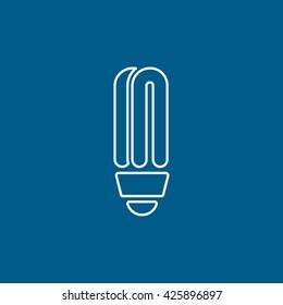 Energy Saving Fluorescent Line Icon On Blue Background